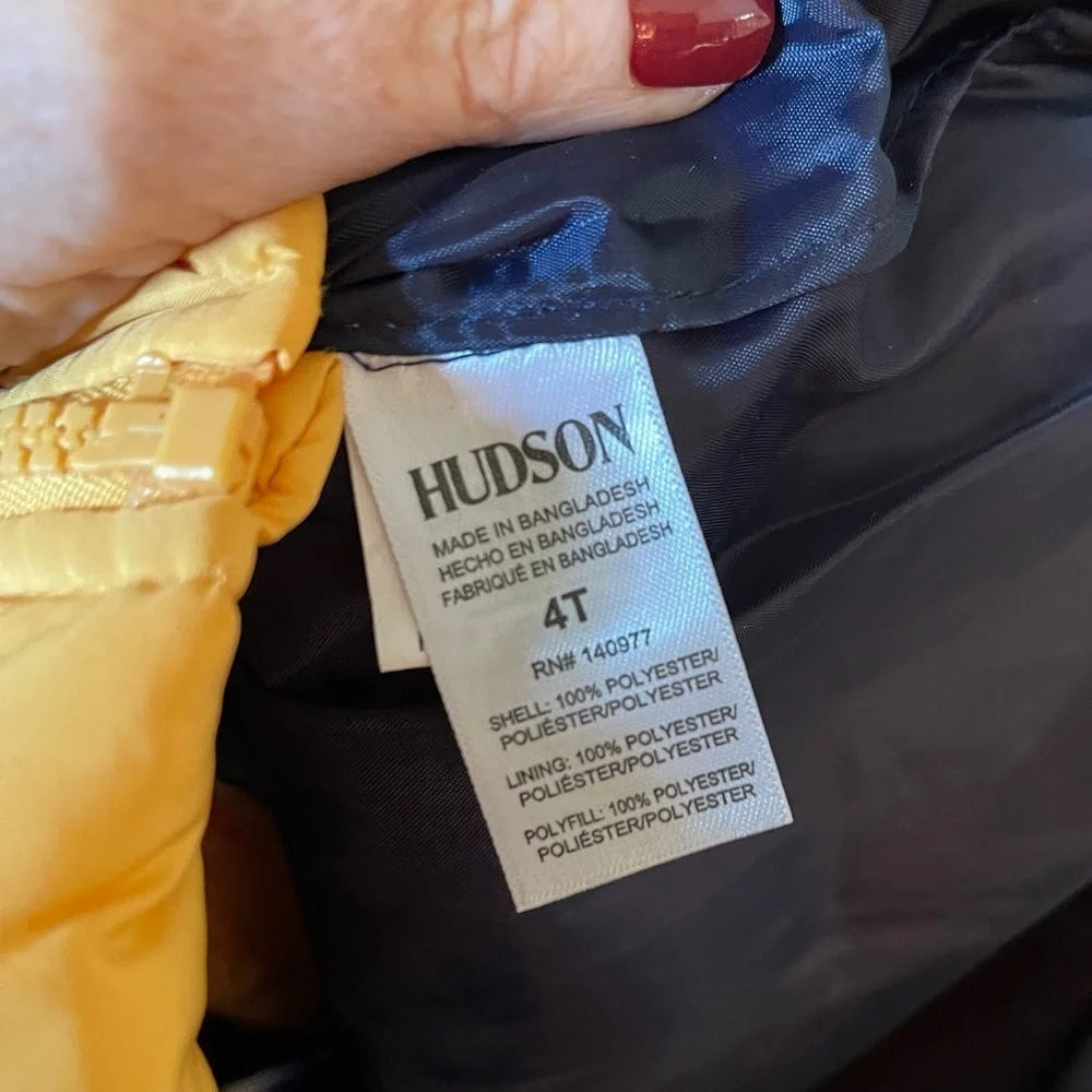 NWT Hudson Toddler Yellow Puffer Vest